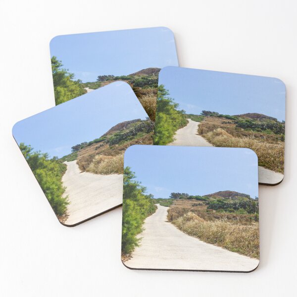 Item preview, Sunny Country Road Leading Up a Rural Hill Through Dry Grass and Stone Walls designed and sold by Nmallia.