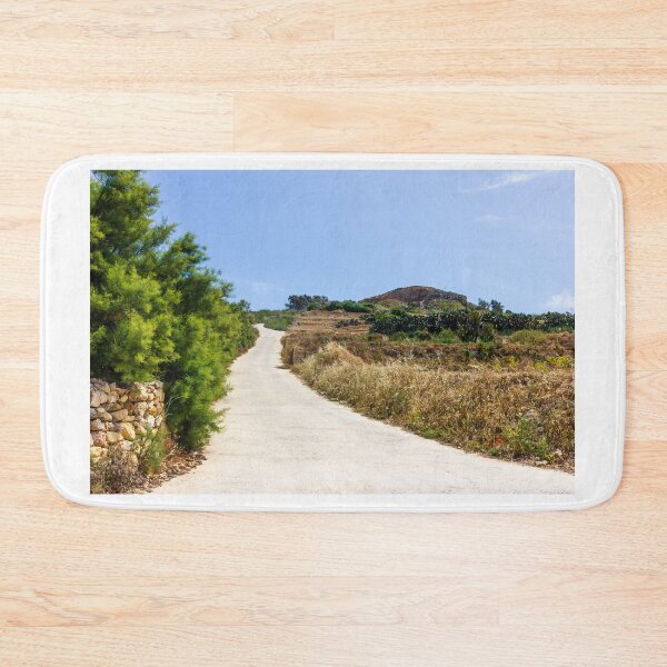 Item preview, Sunny Country Road Leading Up a Rural Hill Through Dry Grass and Stone Walls designed and sold by Nmallia.