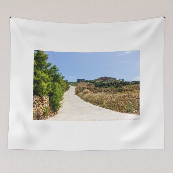 Item preview, Sunny Country Road Leading Up a Rural Hill Through Dry Grass and Stone Walls designed and sold by Nmallia.