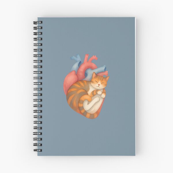 Item preview, Sleeping Orange Tabby Cat in Anatomical Heart Watercolor designed and sold by mijaczeek.