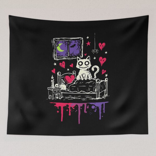 Item preview, Spooky Cat Bedroom Scene Emo Aesthetic Gift designed and sold by Say It With Ink.