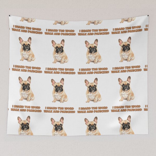 Item preview, Frenchie Walk Panic Funny French Bulldog Art designed and sold by NatureUnleashed.