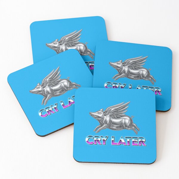 Item preview, Cry Later Chrome Flying Pig Sticker | Surreal Y2K Retro Futuristic Graphic | Funny Statement Design designed and sold by FIGGITY FERN.
