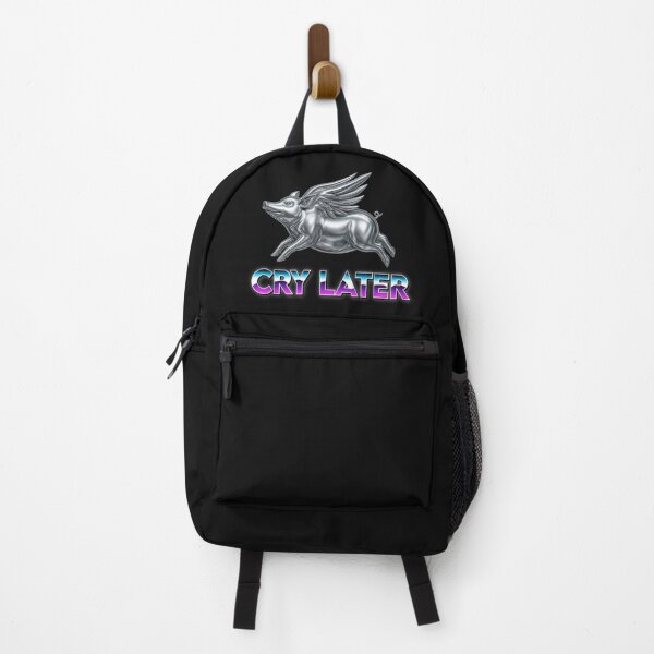 Item preview, Cry Later Chrome Flying Pig Sticker | Surreal Y2K Retro Futuristic Graphic | Funny Statement Design designed and sold by FIGGITY FERN.