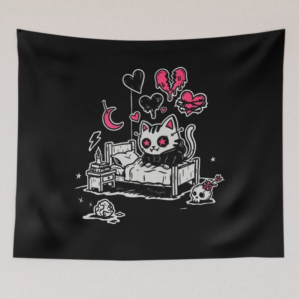 Item preview, Hoodie Cat Scene Kid Emo Aesthetic Art designed and sold by Say It With Ink.