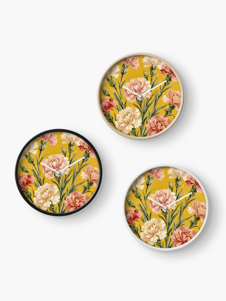 Thumbnail 3 of 4, Clock, Carnations designed and sold by GraphicsClub.