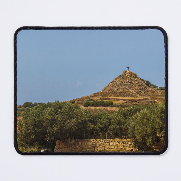 Item preview, Hilltop Cross Over Mediterranean Countryside With Olive Trees, Stone Walls and Golden Fields designed and sold by Nmallia.
