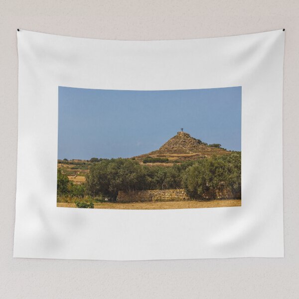 Item preview, Hilltop Cross Over Mediterranean Countryside With Olive Trees, Stone Walls and Golden Fields designed and sold by Nmallia.