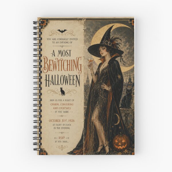 Item preview, A Most Bewitching Halloween – 1920s Halloween Card designed and sold by GildedPagesCo.