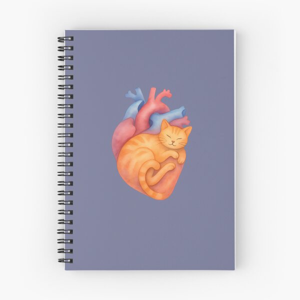 Item preview, Sleeping Orange Cat in Anatomical Heart Watercolor Illustration designed and sold by mijaczeek.