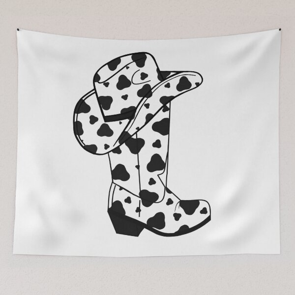 Item preview, Black Cow Spot Cowboy Boot And Hat designed and sold by Sartoris Art.