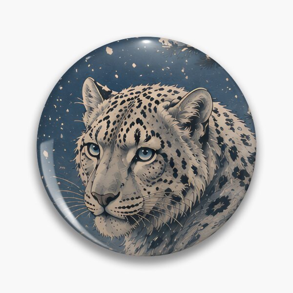 Item preview, Snow Leopard by a Moonlit Mountain Lake – Winter Wildlife Art designed and sold by ManJiangHong.