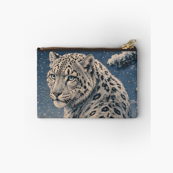 Item preview, Snow Leopard by a Moonlit Mountain Lake – Winter Wildlife Art designed and sold by ManJiangHong.