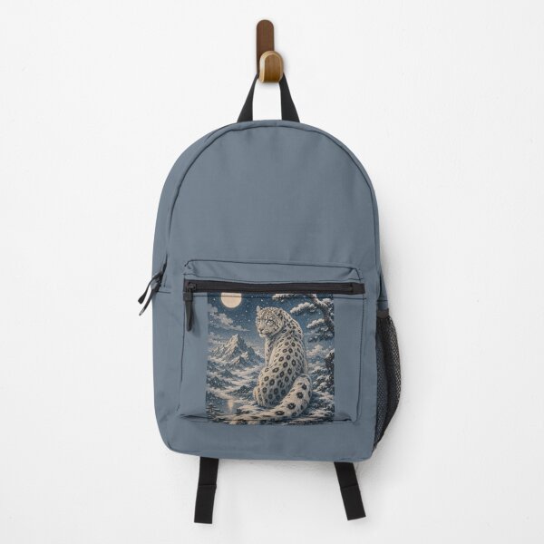 Item preview, Snow Leopard by a Moonlit Mountain Lake – Winter Wildlife Art designed and sold by ManJiangHong.