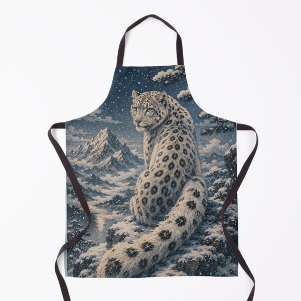Item preview, Snow Leopard by a Moonlit Mountain Lake – Winter Wildlife Art designed and sold by ManJiangHong.