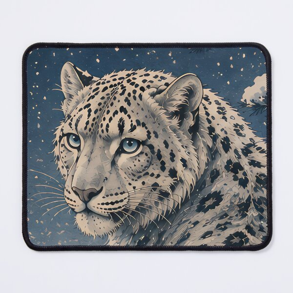 Item preview, Snow Leopard by a Moonlit Mountain Lake – Winter Wildlife Art designed and sold by ManJiangHong.
