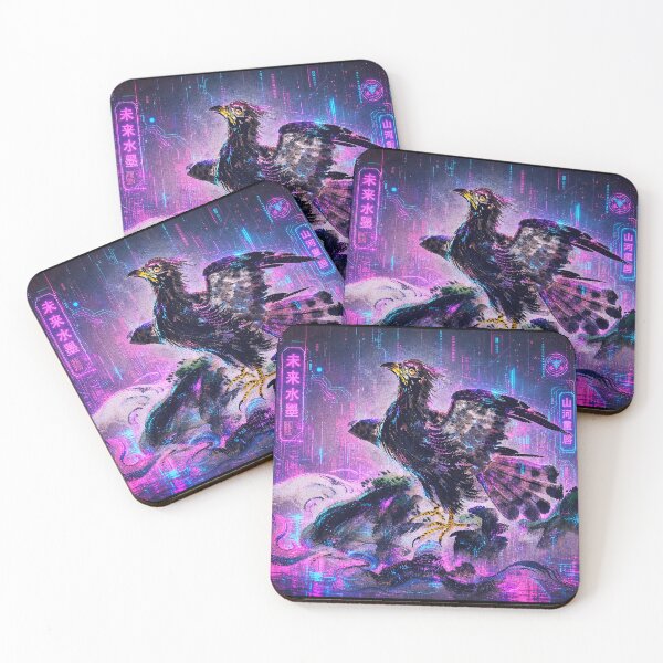 Item preview, Cyberpunk Yatagarasu | Neon Japanese Raven Spirit | Futuristic Mythical Bird designed and sold by RhymeArc.