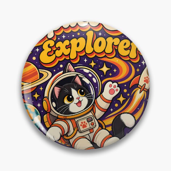Item preview, Retro Space Cat Explorer 70s Aesthetic designed and sold by Stickers Hub HUB.