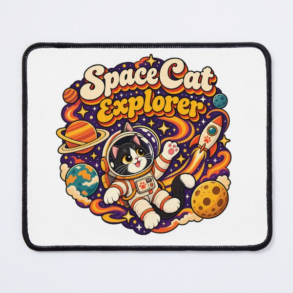 Item preview, Retro Space Cat Explorer 70s Aesthetic designed and sold by Stickers Hub HUB.
