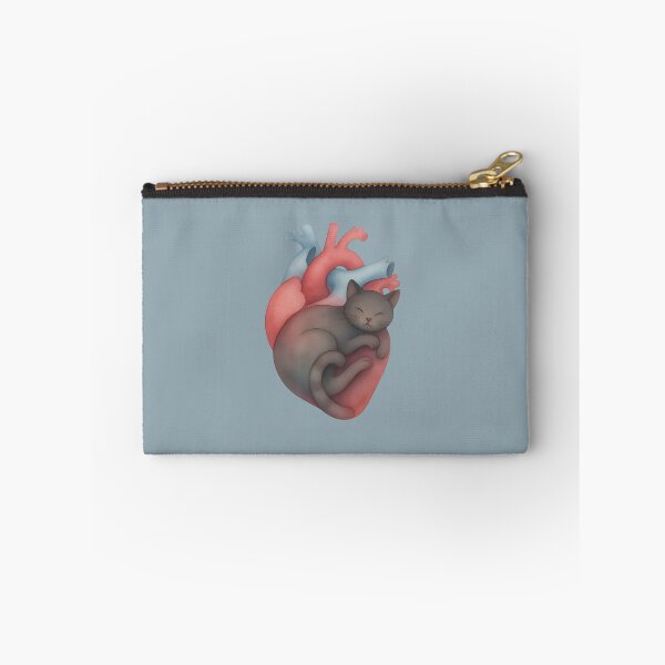 Item preview, Sleeping Grey Cat in Anatomical Heart Watercolor Illustration designed and sold by mijaczeek.