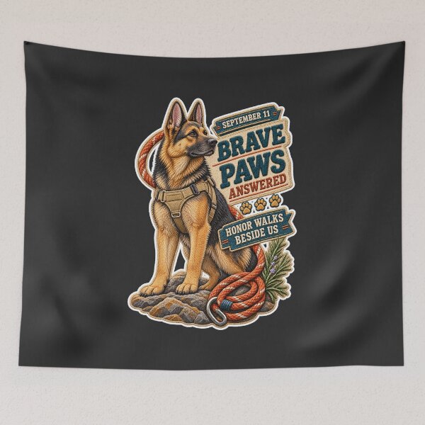 Item preview, September 11 Search and Rescue K9 – Brave Paws Answered Chenille Patch designed and sold by Jaani-T.