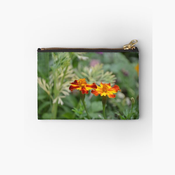 Item preview, Red and Yellow French Marigolds Blooming designed and sold by MiraNadaPrints.