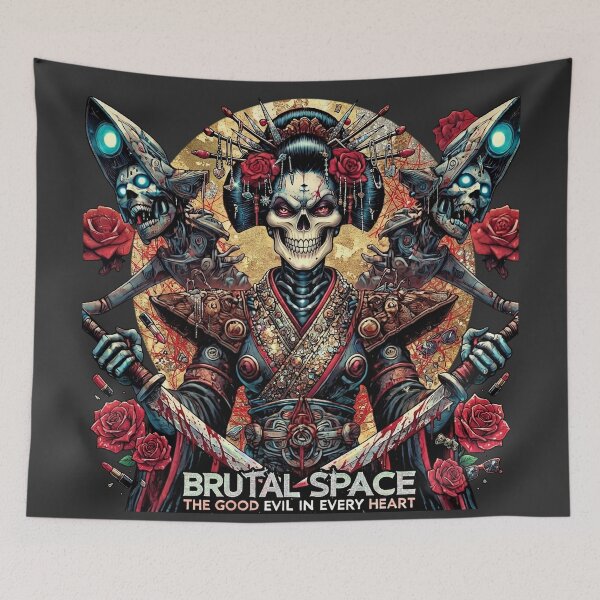 Item preview, Geisha Skull Bloody Swords Roses designed and sold by Voodoo Store Paranormal Collections.