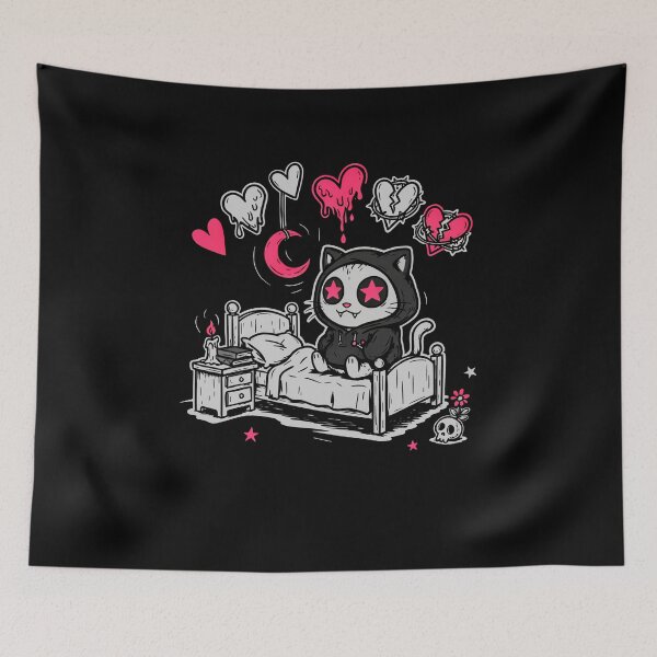 Item preview, Pink Emo Cat Scene Aesthetic Gift designed and sold by Say It With Ink.