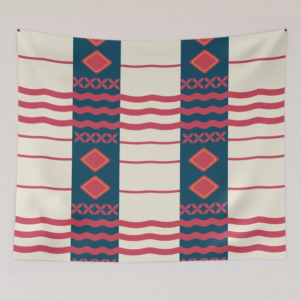 Item preview, "Crimson & Indigo Rhythm — Signature Textile Pattern" designed and sold by ArtwithRabbit.