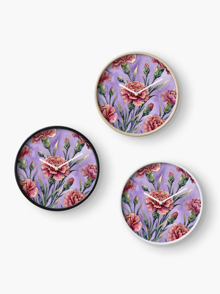 Thumbnail 3 of 4, Clock, Carnations designed and sold by GraphicsClub.