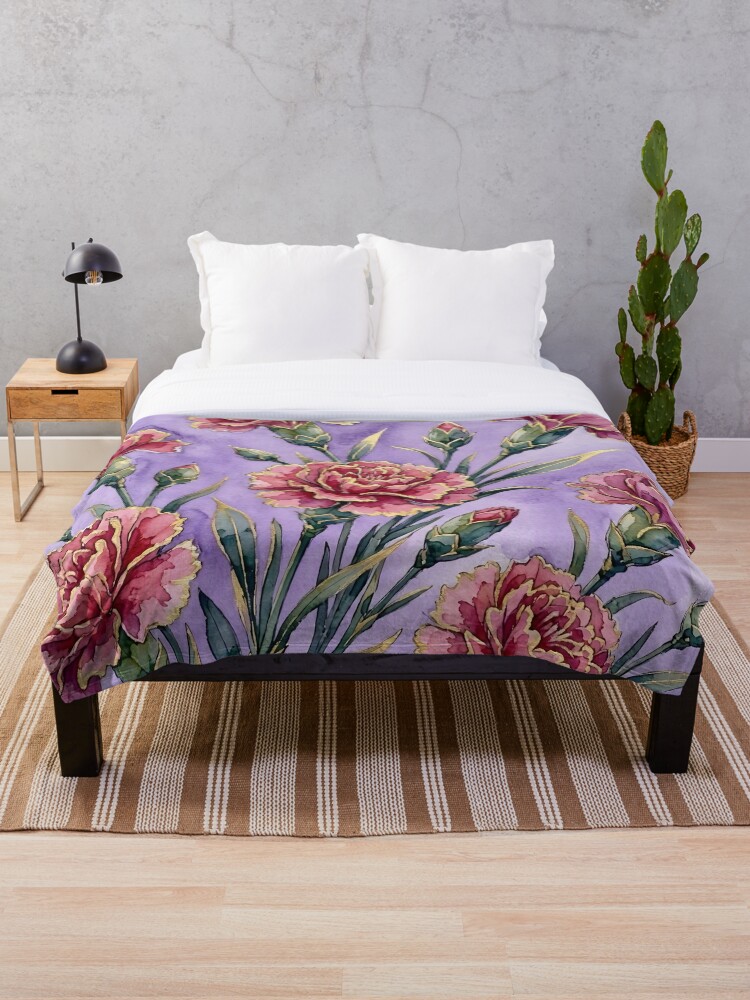 Thumbnail 1 of 6, Throw Blanket, Carnations designed and sold by GraphicsClub.