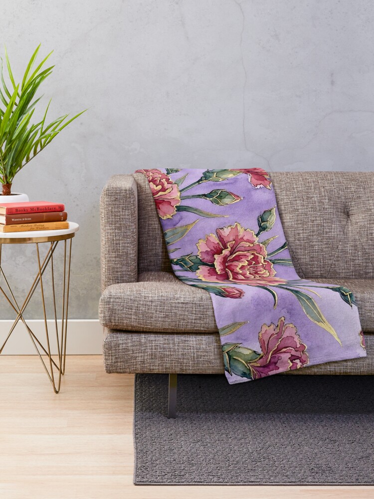 Thumbnail 2 of 6, Throw Blanket, Carnations designed and sold by GraphicsClub.