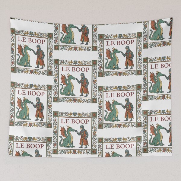 Item preview, Le Boop Medieval Knight Booping Dragon Snout Funny Fantasy Humor Tapestry designed and sold by raedattia.