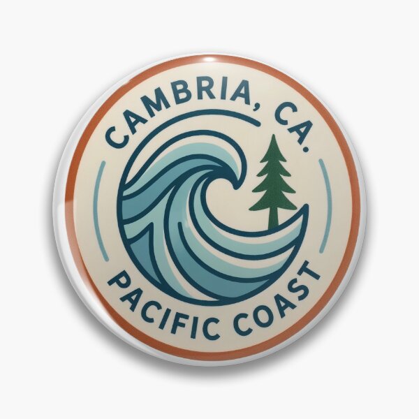 Item preview, Cambria CA Pacific Coast Ocean Wave And Pine Circle Sticker designed and sold by LittleArij.