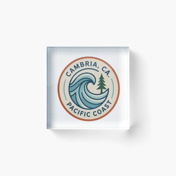 Item preview, Cambria CA Pacific Coast Ocean Wave And Pine Circle Sticker designed and sold by LittleArij.