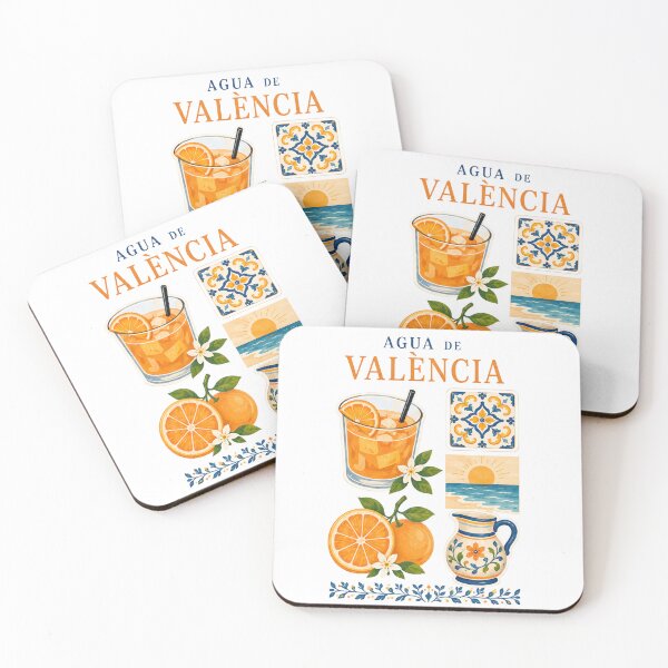 Artikelvorschau, Agua de Valècia – Mediterrane Cocktailkunst, Vintage-Illustration aus Valencia-Orange und Keramikfliesen entworfen und verkauft von ChicClicker.