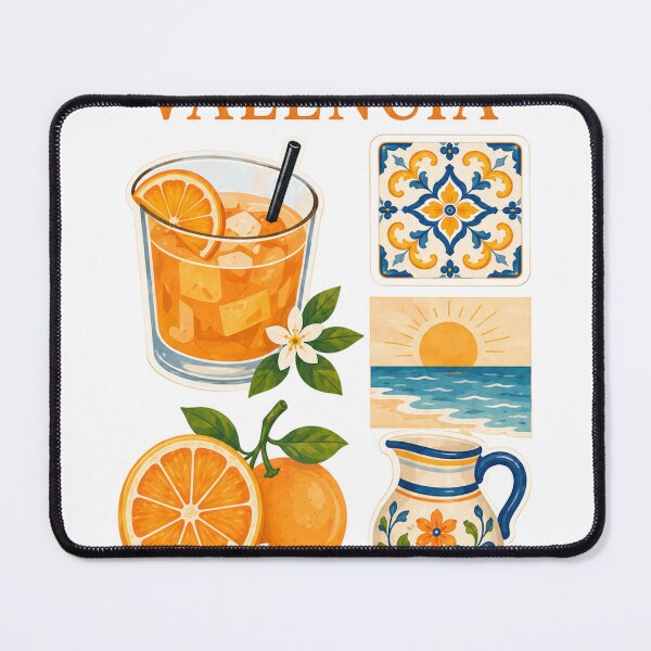 Item preview, Agua de València – Mediterranean Cocktail Art, Valencia Orange and Ceramic Tile Vintage Illustration designed and sold by ChicClicker.