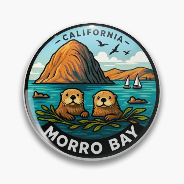 Item preview, Morro Bay, California - Sea Otters and Morro Rock designed and sold by Myra365Art.