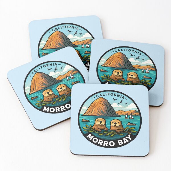 Item preview, Morro Bay, California - Sea Otters and Morro Rock designed and sold by Myra365Art.