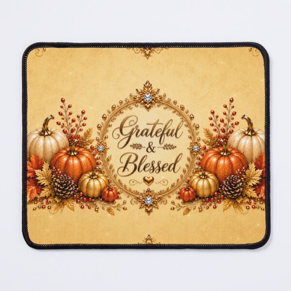 Item preview, Grateful & Blessed Elegant Thanksgiving – Golden Autumn Pumpkins designed and sold by HO•Designs.