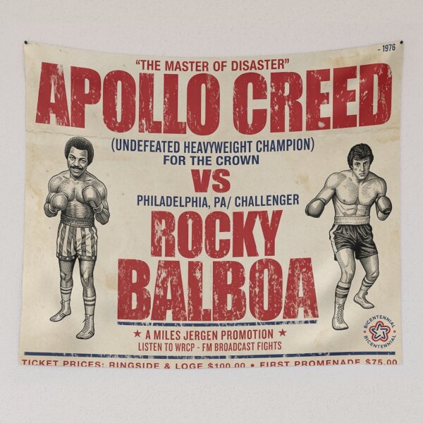 Item preview, Rocky V Apollo Creed Fight Poster Fan Art Original Custom Vintage Movie Poster Wall Tee Design designed and sold by Cool Robot Bro..
