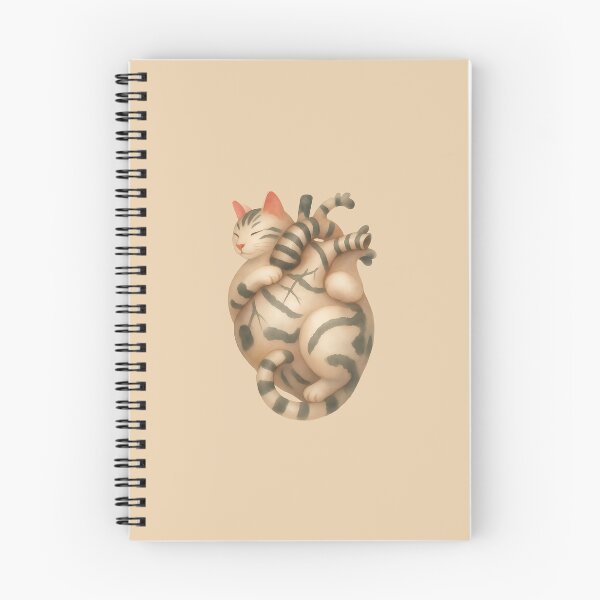 Item preview, Sleeping Grey Tabby Cat Anatomical Heart Watercolor Illustration designed and sold by mijaczeek.