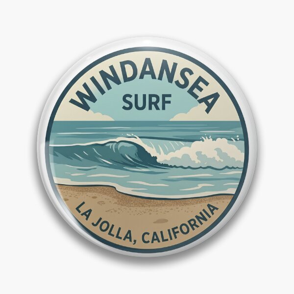 Item preview, Windansea Surf La Jolla California Ocean Wave Sunset Badge designed and sold by LittleArij.