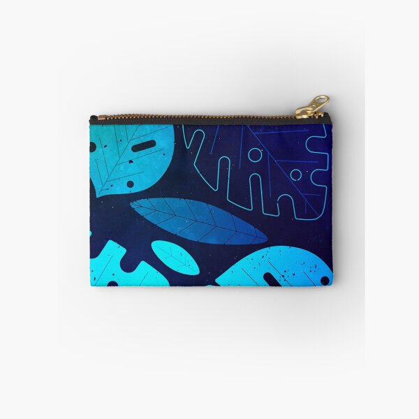 Item preview, Neon Blue Tropical Leaves Glowing Monstera Botanical Pattern designed and sold by LYAN-STORE.