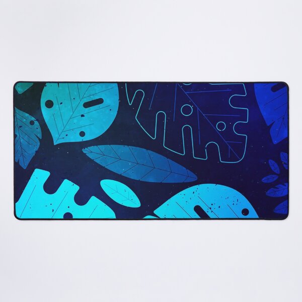 Item preview, Neon Blue Tropical Leaves Glowing Monstera Botanical Pattern designed and sold by LYAN-STORE.