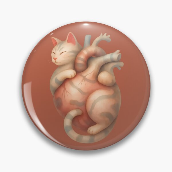 Item preview, Sleeping Grey Tabby Cat Anatomical Heart Watercolor Illustration designed and sold by mijaczeek.
