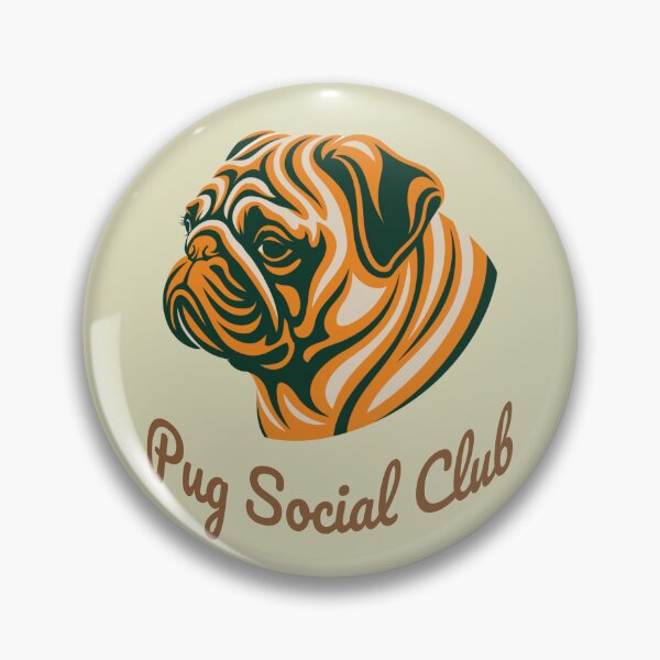 Item preview, Pug Social Club Vintage Badge Pug  designed and sold by Kinship-Pets.