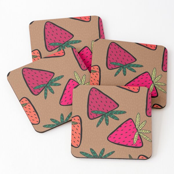 Item preview, Cute Hand Drawn Strawberry Pattern Warm Brown Background Fruit Art designed and sold by LYAN-STORE.