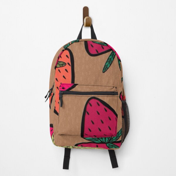 Item preview, Cute Hand Drawn Strawberry Pattern Warm Brown Background Fruit Art designed and sold by LYAN-STORE.