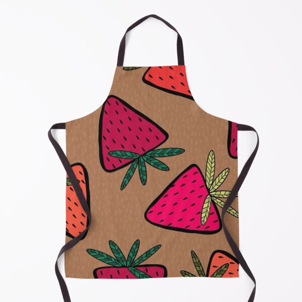 Item preview, Cute Hand Drawn Strawberry Pattern Warm Brown Background Fruit Art designed and sold by LYAN-STORE.